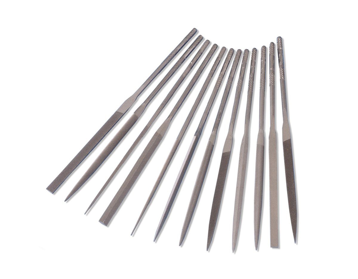Assorted Swiss Needle Files with Knurled Handles (Set of 12)